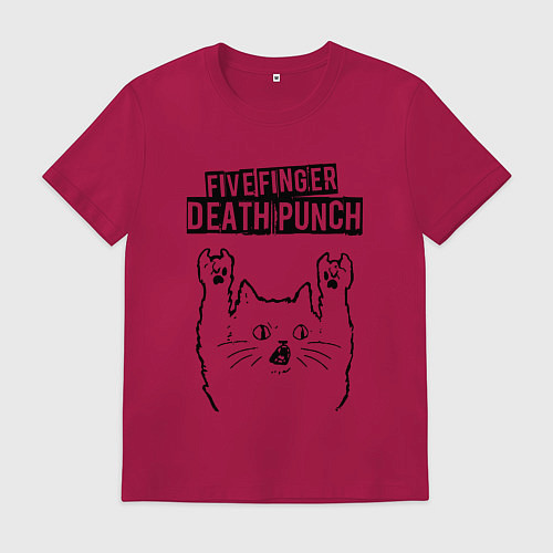 Мужская футболка Five Finger Death Punch - rock cat / Маджента – фото 1