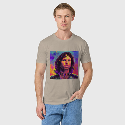 Мужская футболка Jim Morrison Strange colors Art / Миндальный – фото 3