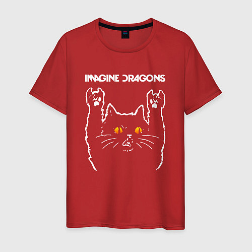 Мужская футболка Imagine Dragons rock cat / Красный – фото 1