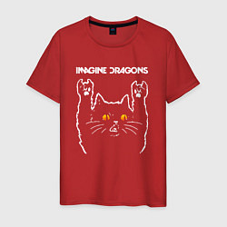 Футболка хлопковая мужская Imagine Dragons rock cat, цвет: красный