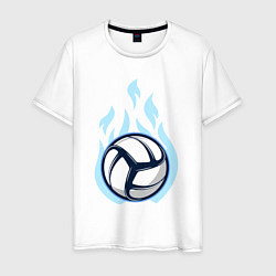 Футболка хлопковая мужская Blue fire ball, цвет: белый