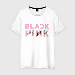 Футболка хлопковая мужская Blackpink logo Jisoo Lisa Jennie Rose, цвет: белый