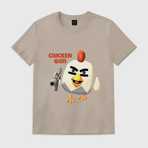 Мужская футболка Chicken Gun злой / Миндальный – фото 1