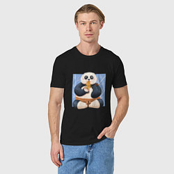 Футболка хлопковая мужская Kung Fu Panda ест рамен, цвет: черный — фото 2