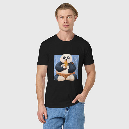 Мужская футболка Kung Fu Panda ест рамен / Черный – фото 3