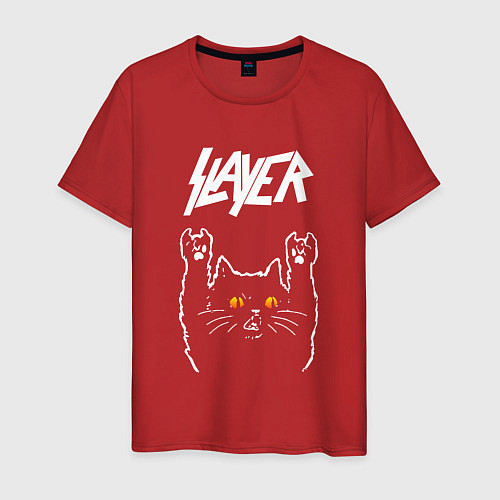 Мужская футболка Slayer rock cat / Красный – фото 1