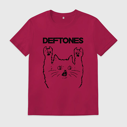 Мужская футболка Deftones - rock cat / Маджента – фото 1