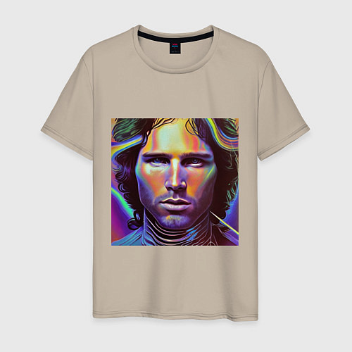 Мужская футболка Jim Morrison neon portrait art / Миндальный – фото 1