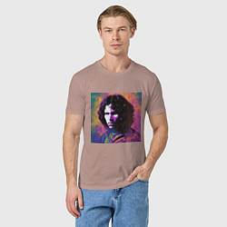 Футболка хлопковая мужская Jim Morrison few color digital Art, цвет: пыльно-розовый — фото 2