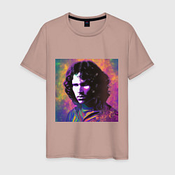 Футболка хлопковая мужская Jim Morrison few color digital Art, цвет: пыльно-розовый