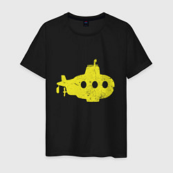 Футболка хлопковая мужская Желтая подводная лодка, цвет: черный
