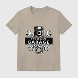 Футболка хлопковая мужская Car service, цвет: миндальный