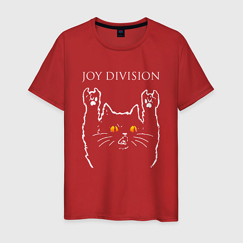 Мужская футболка Joy Division rock cat / Красный – фото 1