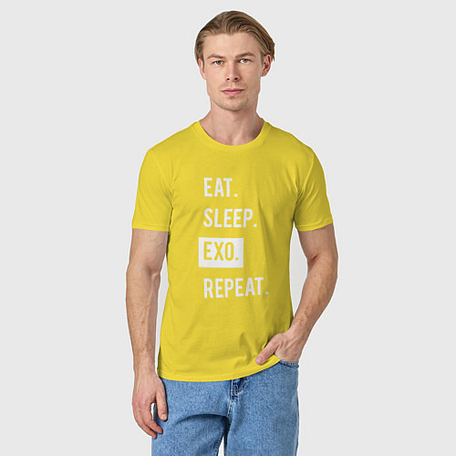 Мужская футболка Eat Sleep EXO Repeat / Желтый – фото 3