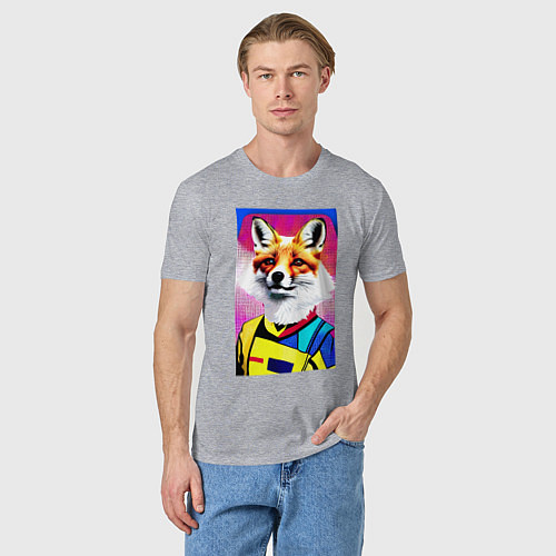 Мужская футболка Fox - pop art - fashionista / Меланж – фото 3