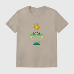 Футболка хлопковая мужская Summer time - leisure time, цвет: миндальный