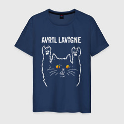 Футболка хлопковая мужская Avril Lavigne rock cat, цвет: тёмно-синий