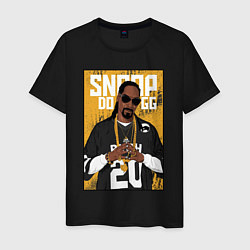 Футболка хлопковая мужская Snoop dogg с цепями, цвет: черный