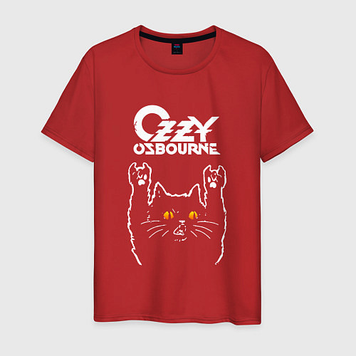 Мужская футболка Ozzy Osbourne rock cat / Красный – фото 1