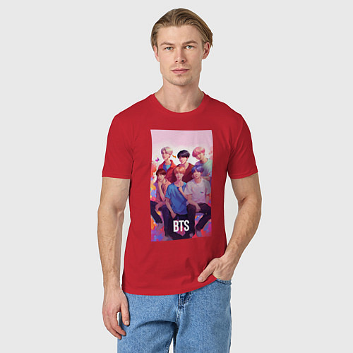 Мужская футболка BTS art anime style / Красный – фото 3
