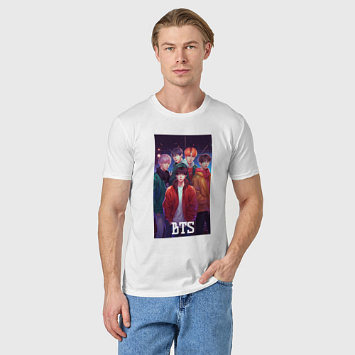 Мужская футболка Kpop BTS art style / Белый – фото 3