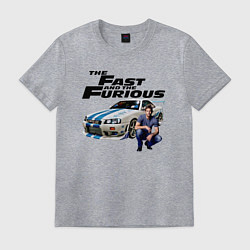 Футболка хлопковая мужская Брайан ОКоннер Nissan Skyline R34, цвет: меланж