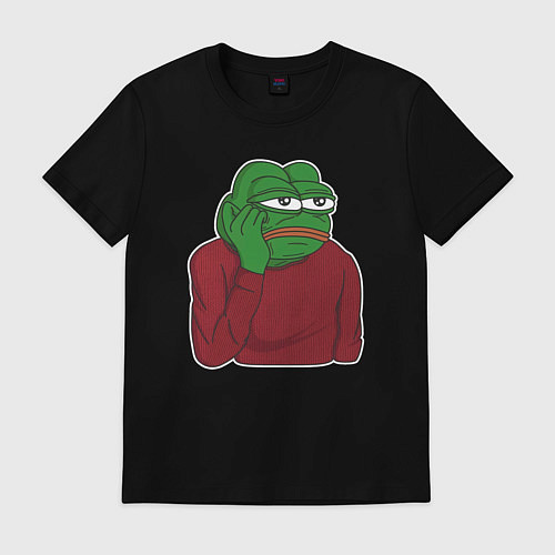 Мужская футболка Лягушонок Пепе вымотался / Черный – фото 1