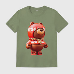 Футболка хлопковая мужская Supercute bear, цвет: авокадо