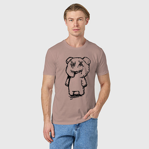 Мужская футболка Smile bear - minimalism / Пыльно-розовый – фото 3