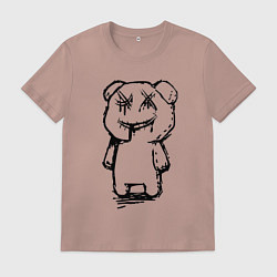 Футболка хлопковая мужская Smile bear - minimalism, цвет: пыльно-розовый