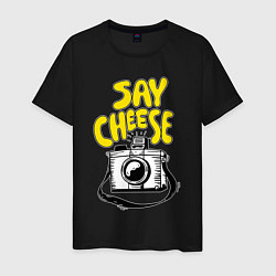 Футболка хлопковая мужская Cheese photo camera, цвет: черный