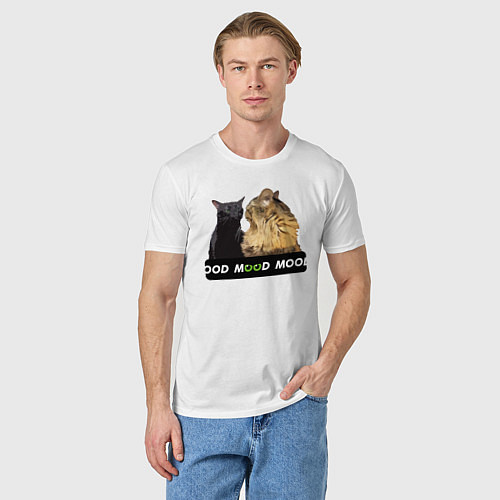 Мужская футболка Черный и рыжий кот - Mood / Белый – фото 3