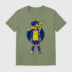Футболка хлопковая мужская Криштиану Роналду 7 Аль Наср, цвет: авокадо