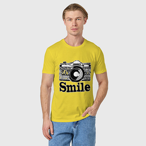 Мужская футболка Smile camera / Желтый – фото 3