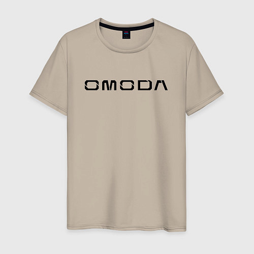 Мужская футболка Omoda big black logo / Миндальный – фото 1