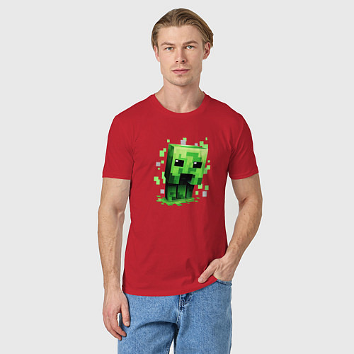 Мужская футболка Крипер - Майнкрафт / Красный – фото 3
