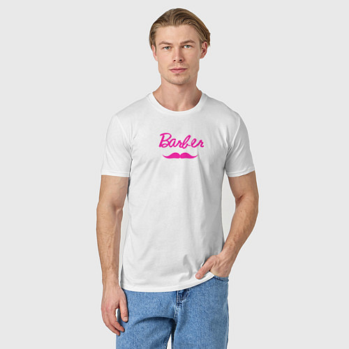 Мужская футболка Barbie барбер и усы / Белый – фото 3
