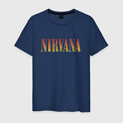 Футболка хлопковая мужская Nirvana logo, цвет: тёмно-синий