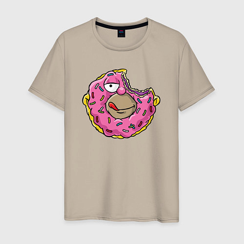 Мужская футболка Гомер пончик / Миндальный – фото 1