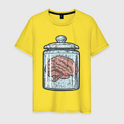 Футболка хлопковая мужская Мозг в банке, цвет: желтый