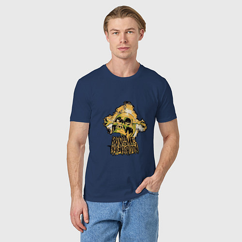 Мужская футболка Желтый череп / Тёмно-синий – фото 3