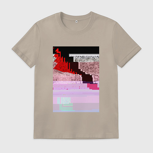 Мужская футболка Abstract glitch / Миндальный – фото 1