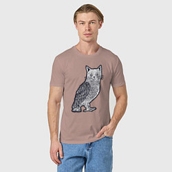 Футболка хлопковая мужская Кошка сова, цвет: пыльно-розовый — фото 2