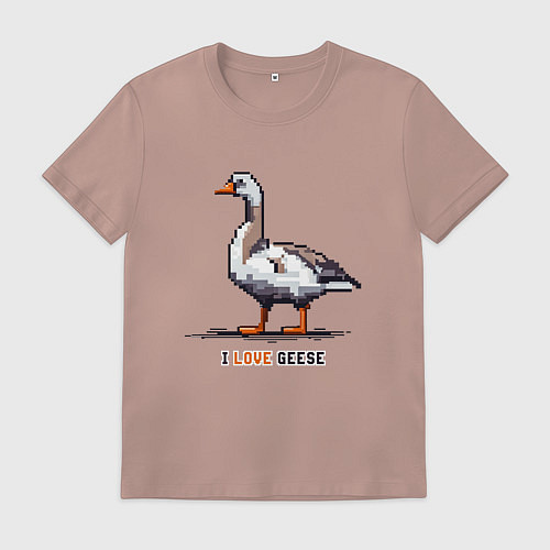 Мужская футболка Пиксель гусь / Пыльно-розовый – фото 1
