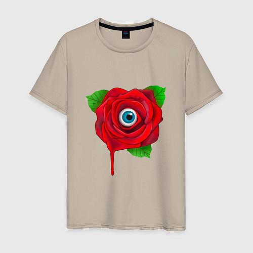 Мужская футболка Роза с глазом / Миндальный – фото 1