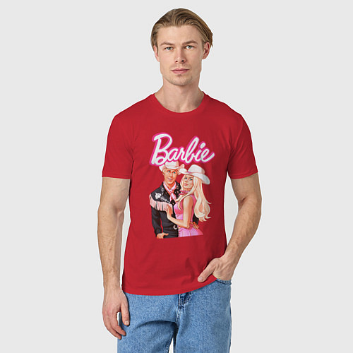 Мужская футболка Барби и Кен - Фильм / Красный – фото 3