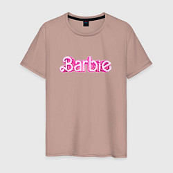 Футболка хлопковая мужская Барби - Фильм Логотип, цвет: пыльно-розовый