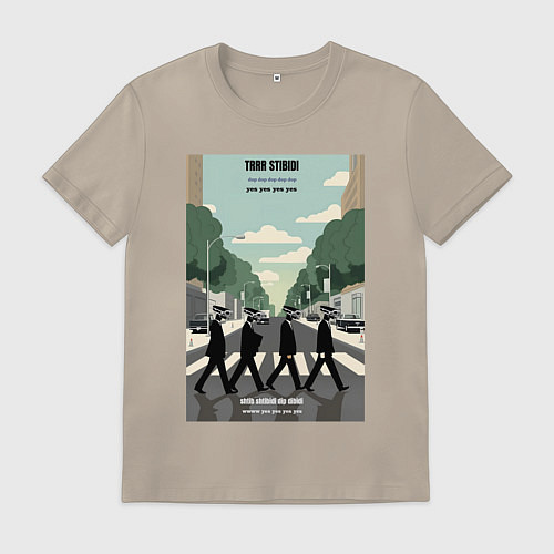 Мужская футболка Skibidi toilet Beatles cameramen / Миндальный – фото 1