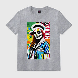 Футболка хлопковая мужская Skeleton fashionista - Milano - pop art, цвет: меланж