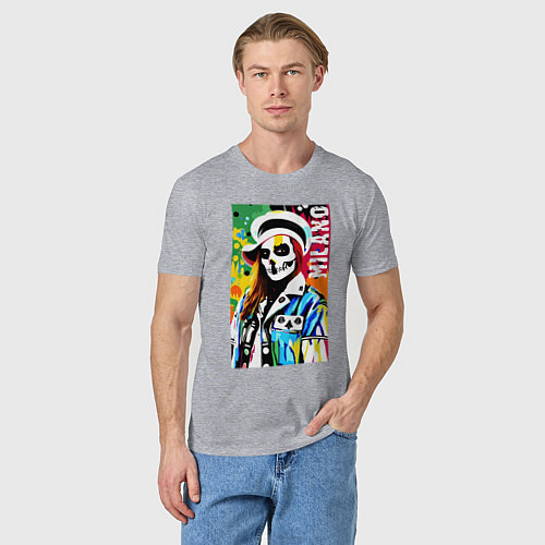 Мужская футболка Skeleton fashionista - Milano - pop art / Меланж – фото 3